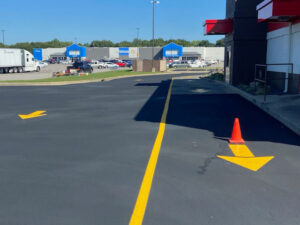 Wells Asphalt Sealcoat Parking Lot Striping and Marking Services - Madison County, Jersey County, Macoupin County, St Clair County, St Charles County, Lincoln County, Warren County, St Louis County, Green County, Jersey County